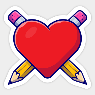 Love With Pen Tool Cartoon Vector Icon Illustration Sticker